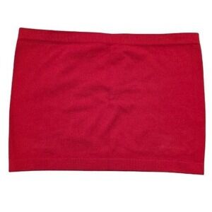 BOZZOLO Red Ribbed Seamless Tube Top Crop Bandeau M L Layering Strapless